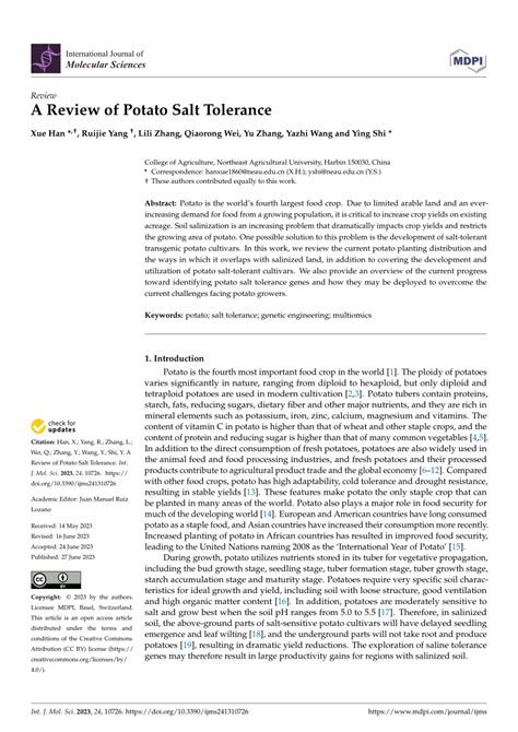 salt concentration of potato|A Review of Potato Salt Tolerance .